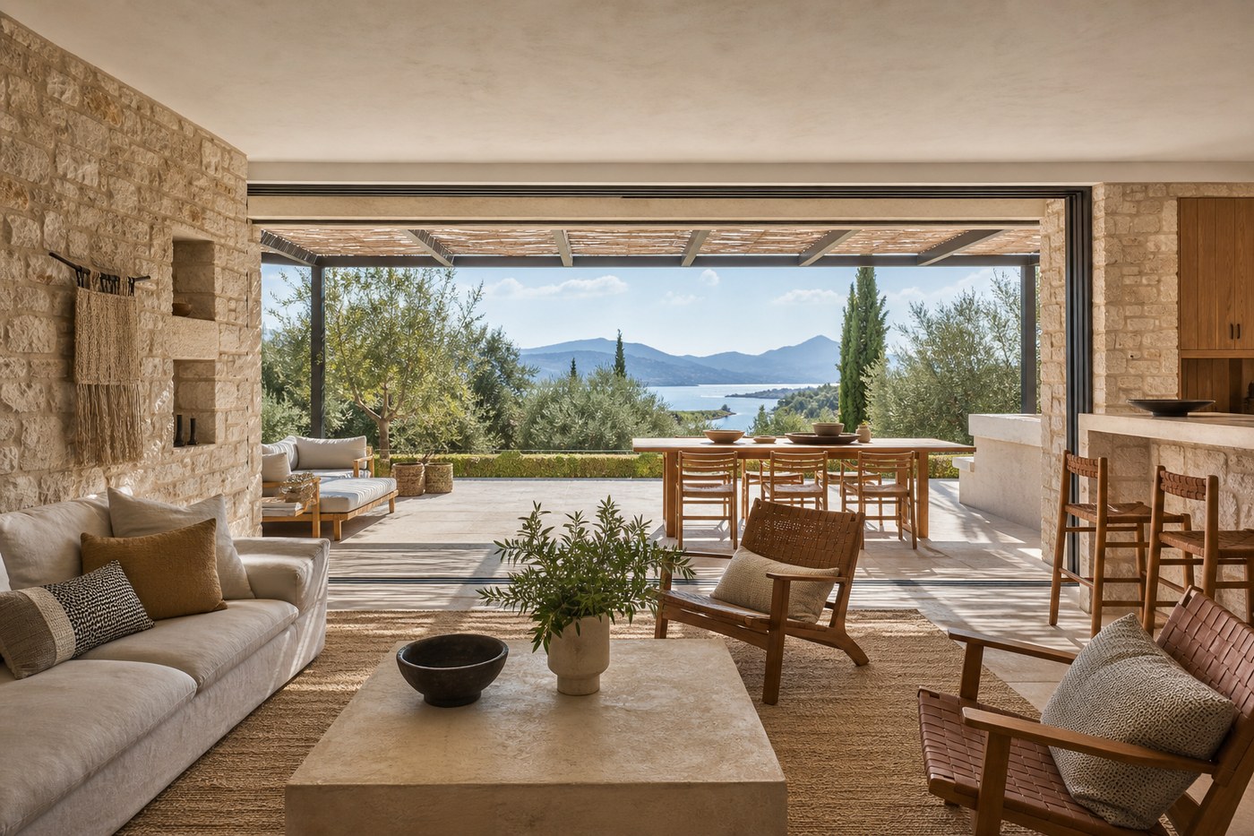 Bodrum villa terası ve Ege manzarası